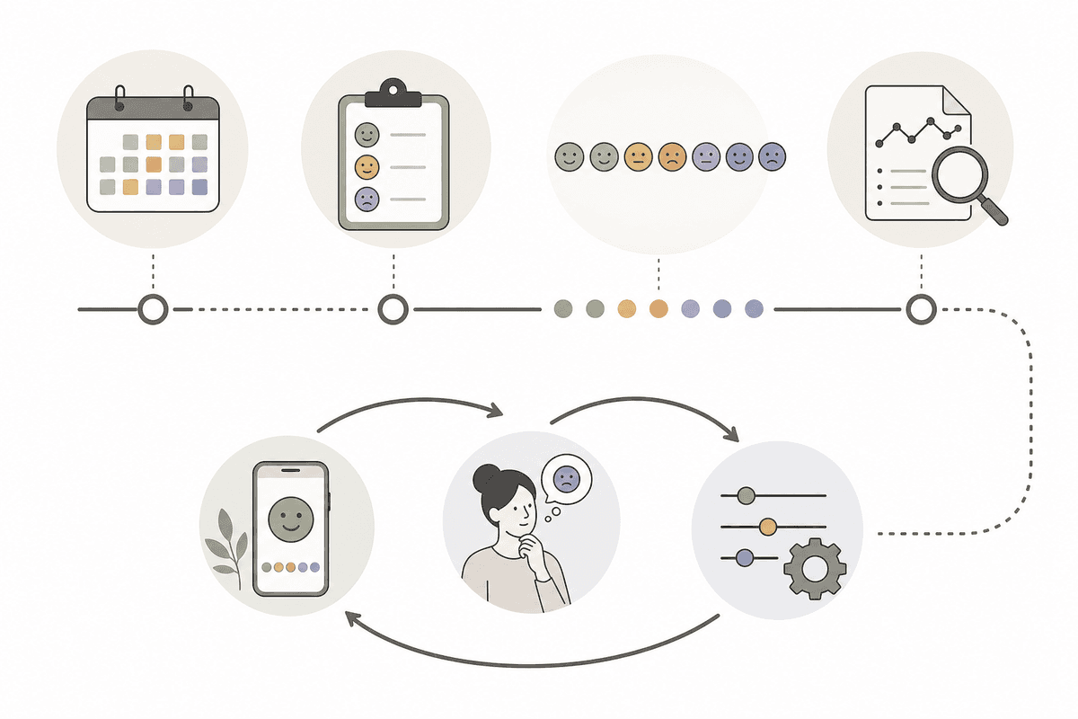 Durable workflow diagram for mood tracking in a bullet journal
