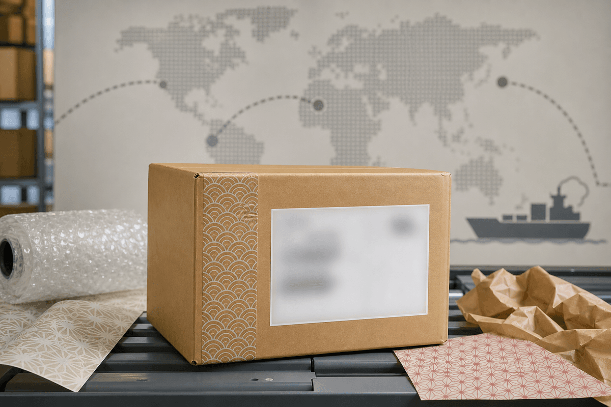 Cross-border parcel logistics for importing stationery.